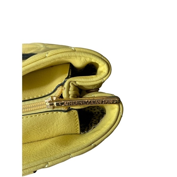 Catherine Malandrino Diamond Quilted Yellow Tote Ladies Handbag Vegan Leather - Picture 13 of 14